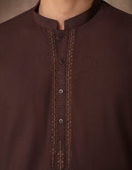 DARK BROWN BLENDED SEMI-FORMAL KAMEEZ SHALWAR