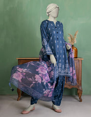 BLUE LAWN PASTE PRINTED UNSTITCHED 3PC