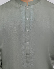CEMENT GREEN BLENDED KURTA | JJK-A-33113