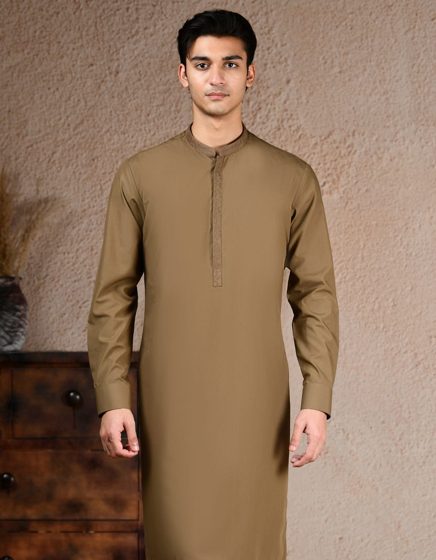 BROWN BLENDED KURTA TROUSER | JJKP-A-33204