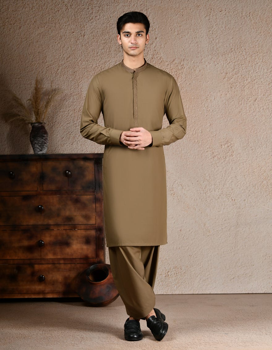 BROWN BLENDED KAMEEZ SHALWAR | JJKS-A-33204