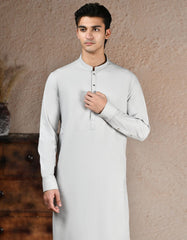 ASH WHITE BLENDED KURTA TROUSER | JJKP-A-33206