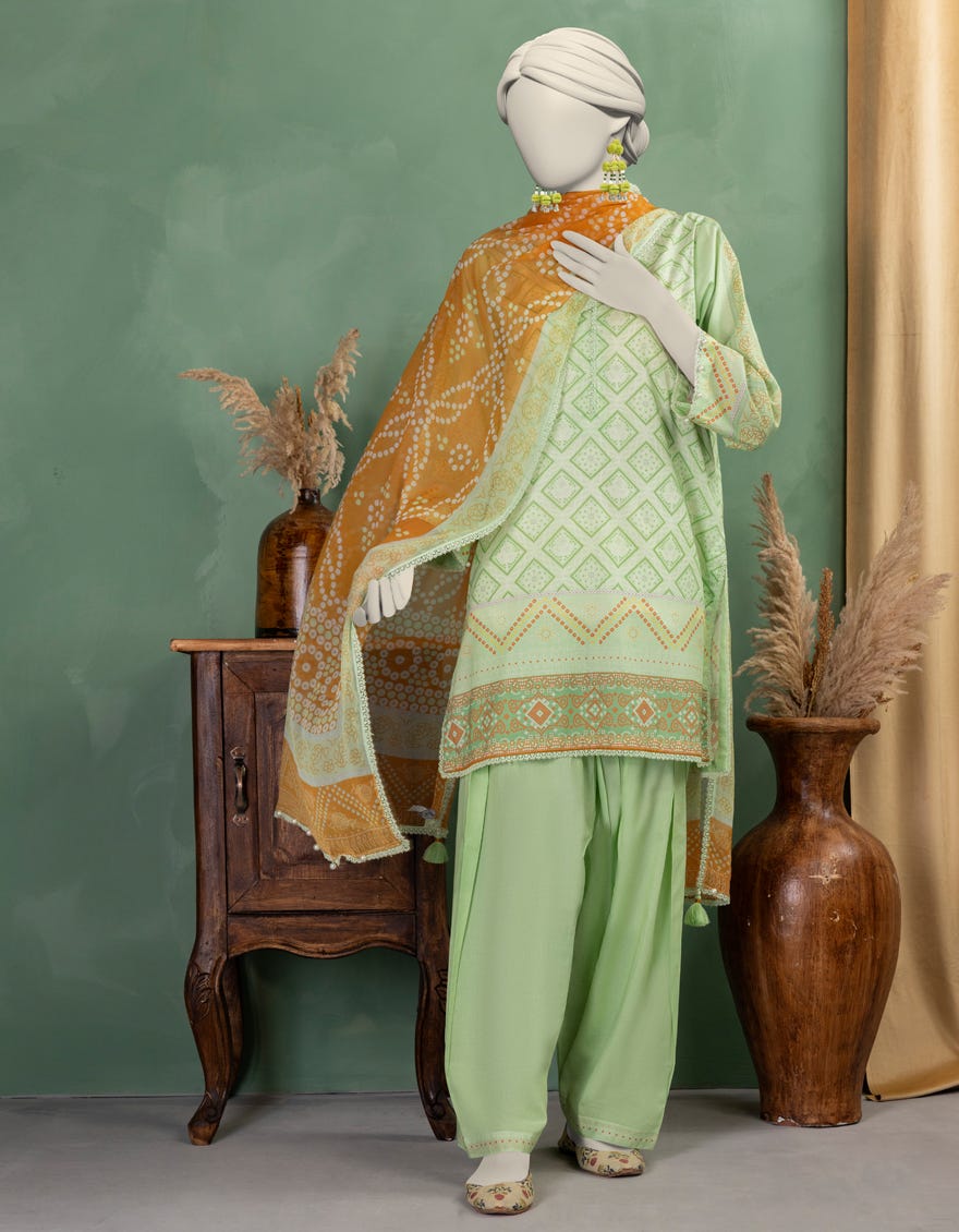 GREEN LAWN PRINTED UNSTITCHED 3PC