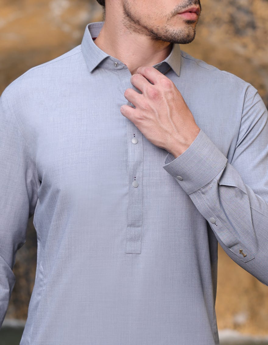 GREY BLENDED KAMEEZ SHALWAR | JJKS-A-33213