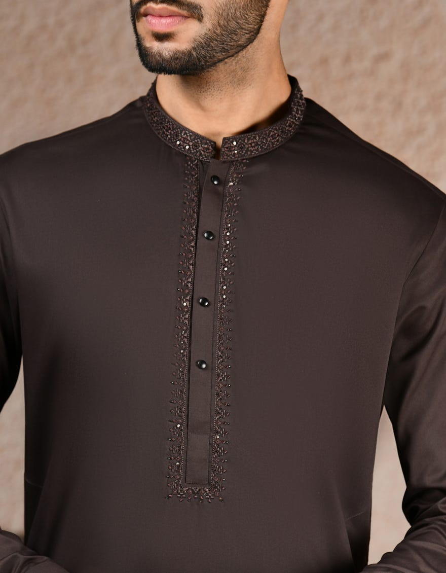BROWN BLENDED KAMEEZ SHALWAR | JJKS-A-33217