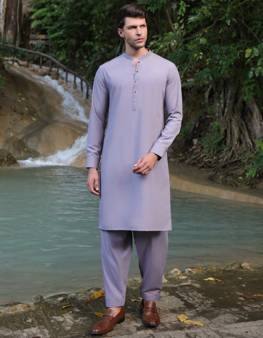 GREY BLENDED KAMEEZ SHALWAR | JJKS-A-33221