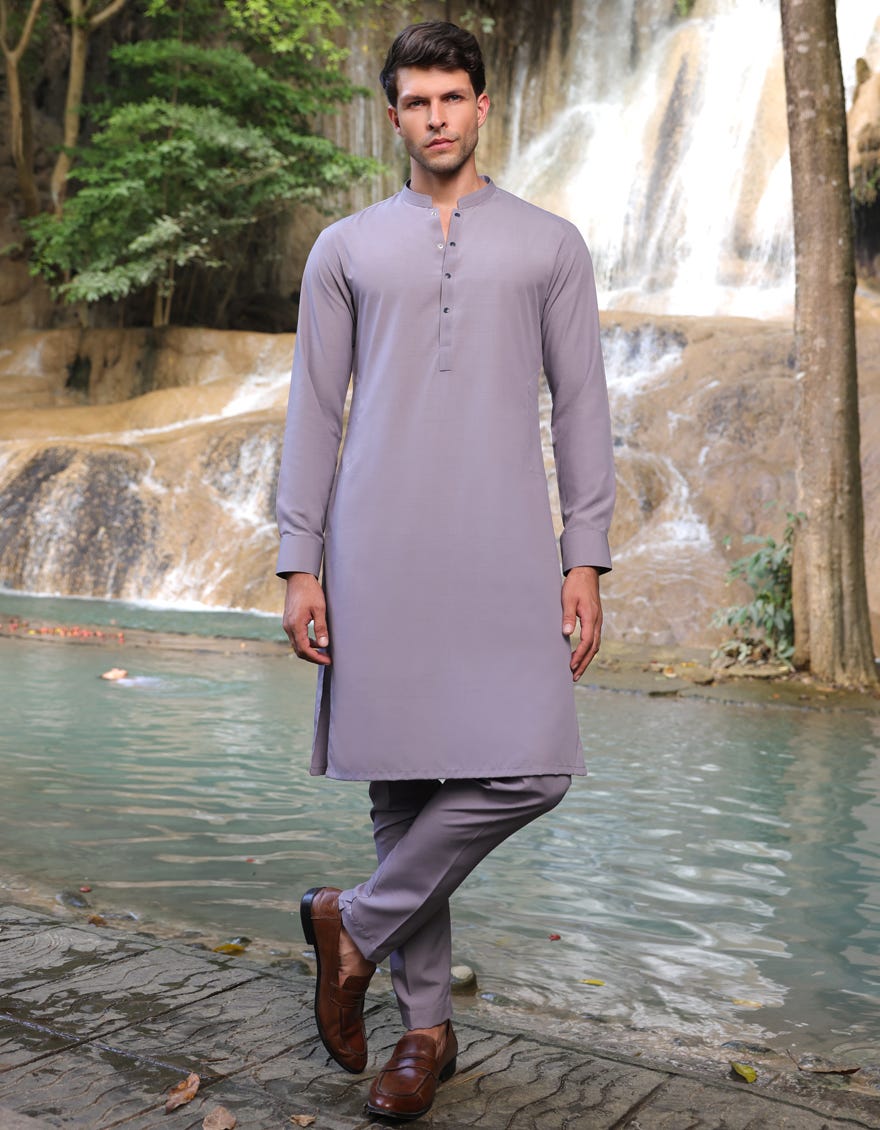 GREY BLENDED KURTA TROUSER | JJKP-A-33221