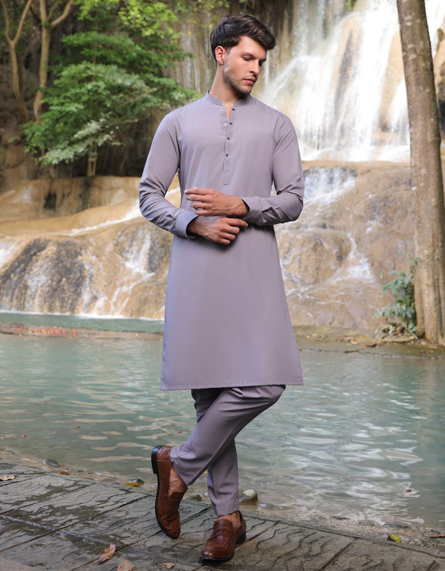 GREY BLENDED KURTA TROUSER | JJKP-A-33221