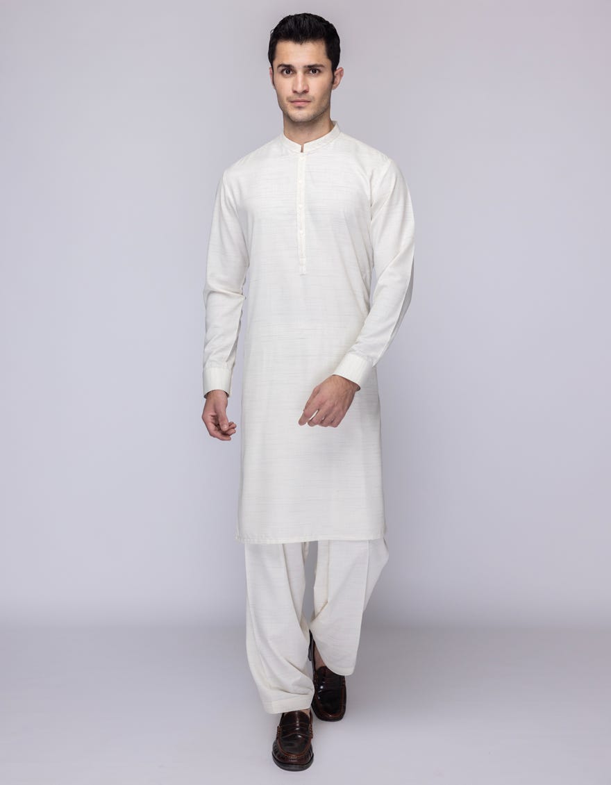 CREAM BLENDED KAMEEZ SHALWAR | JJKS-A-33223