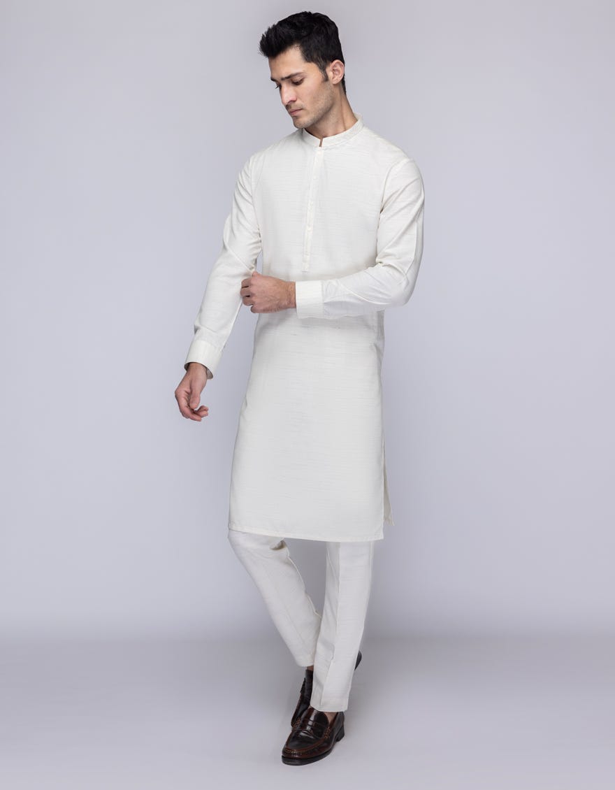 CREAM BLENDED KURTA TROUSER | JJKP-A-33223