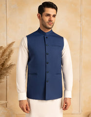 BLUE SUITING WAISTCOAT | JJVC-A-33229