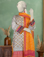 GREY LAWN PRINTED UNSTITCHED 3PC