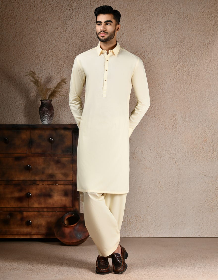 CREAM BLENDED KAMEEZ SHALWAR | JJKS-A-33241
