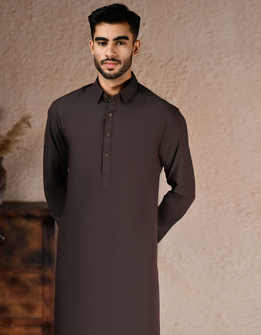 BROWN BLENDED KAMEEZ SHALWAR | JJKS-A-33242