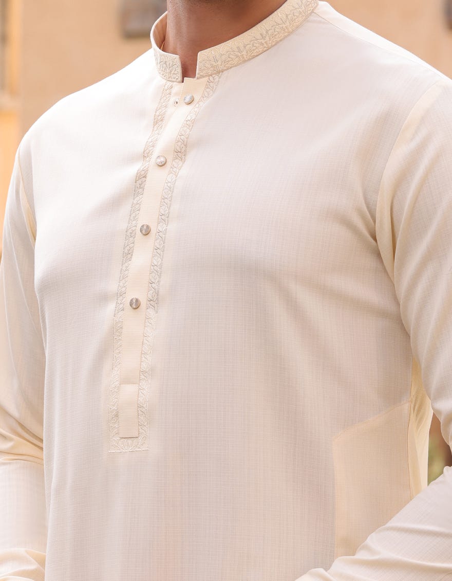 CREAM BLENDED KAMEEZ SHALWAR | JJKS-A-33245