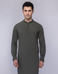ARMY GREEN BLENDED KAMEEZ SHALWAR | JJKS-A-33249