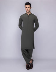 ARMY GREEN BLENDED KAMEEZ SHALWAR | JJKS-A-33249