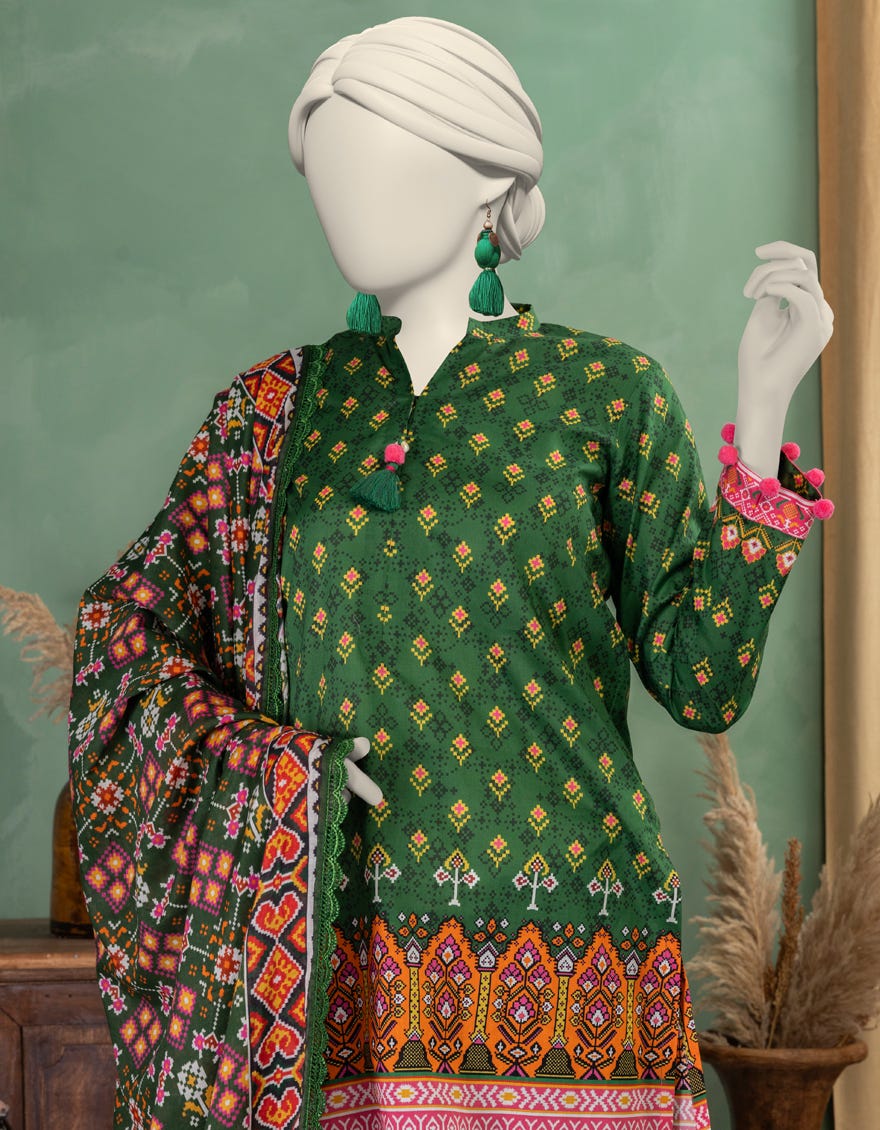 GREEN LAWN PRINTED UNSTITCHED 3PC
