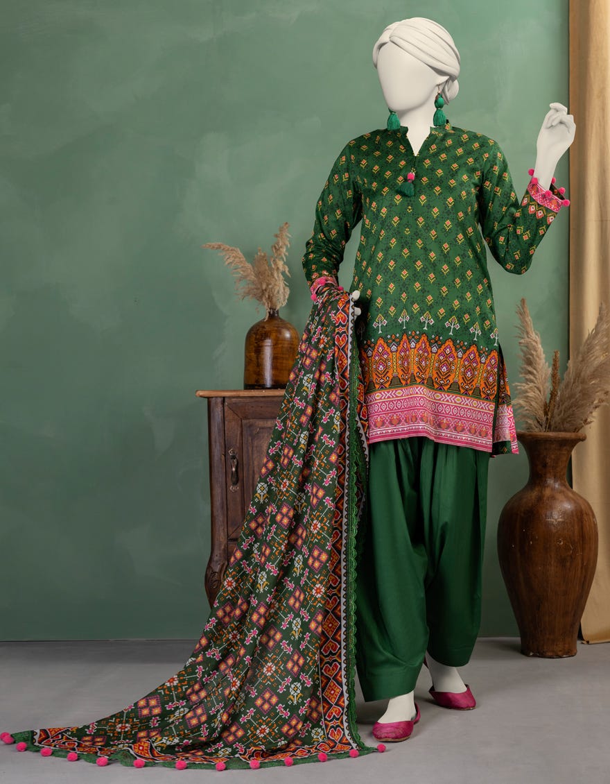 GREEN LAWN PRINTED UNSTITCHED 3PC
