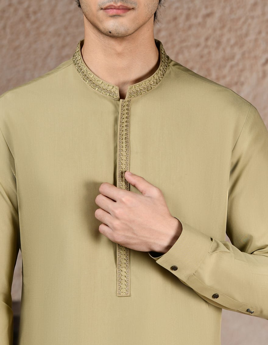 BEIGE BLENDED KURTA TROUSER | JJKP-A-33251