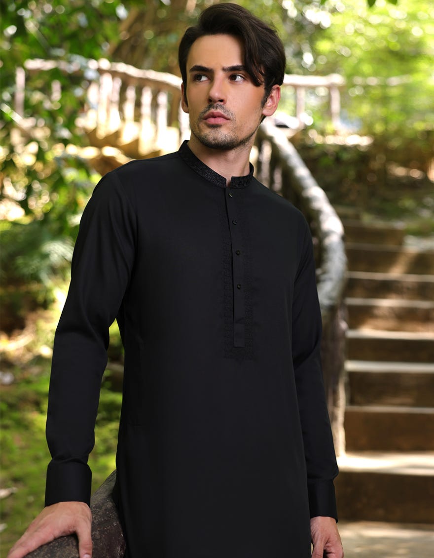 BLACK BLENDED KURTA TROUSER | JJKP-A-33253