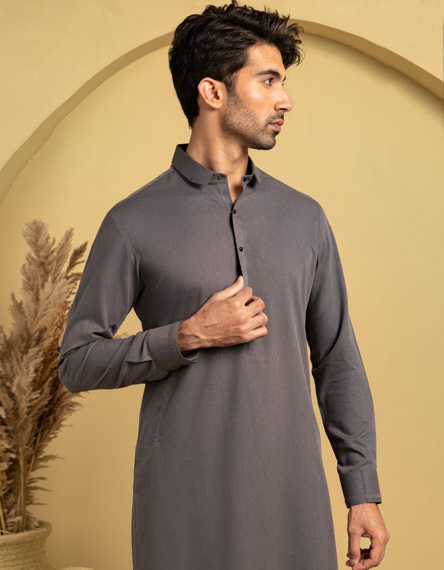 GREY BLENDED CASUAL KAMEEZ SHALWAR