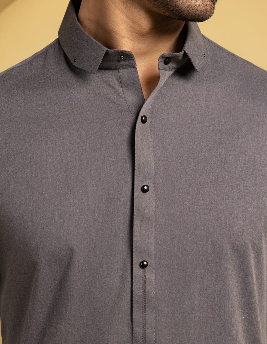 GREY BLENDED CASUAL KAMEEZ SHALWAR