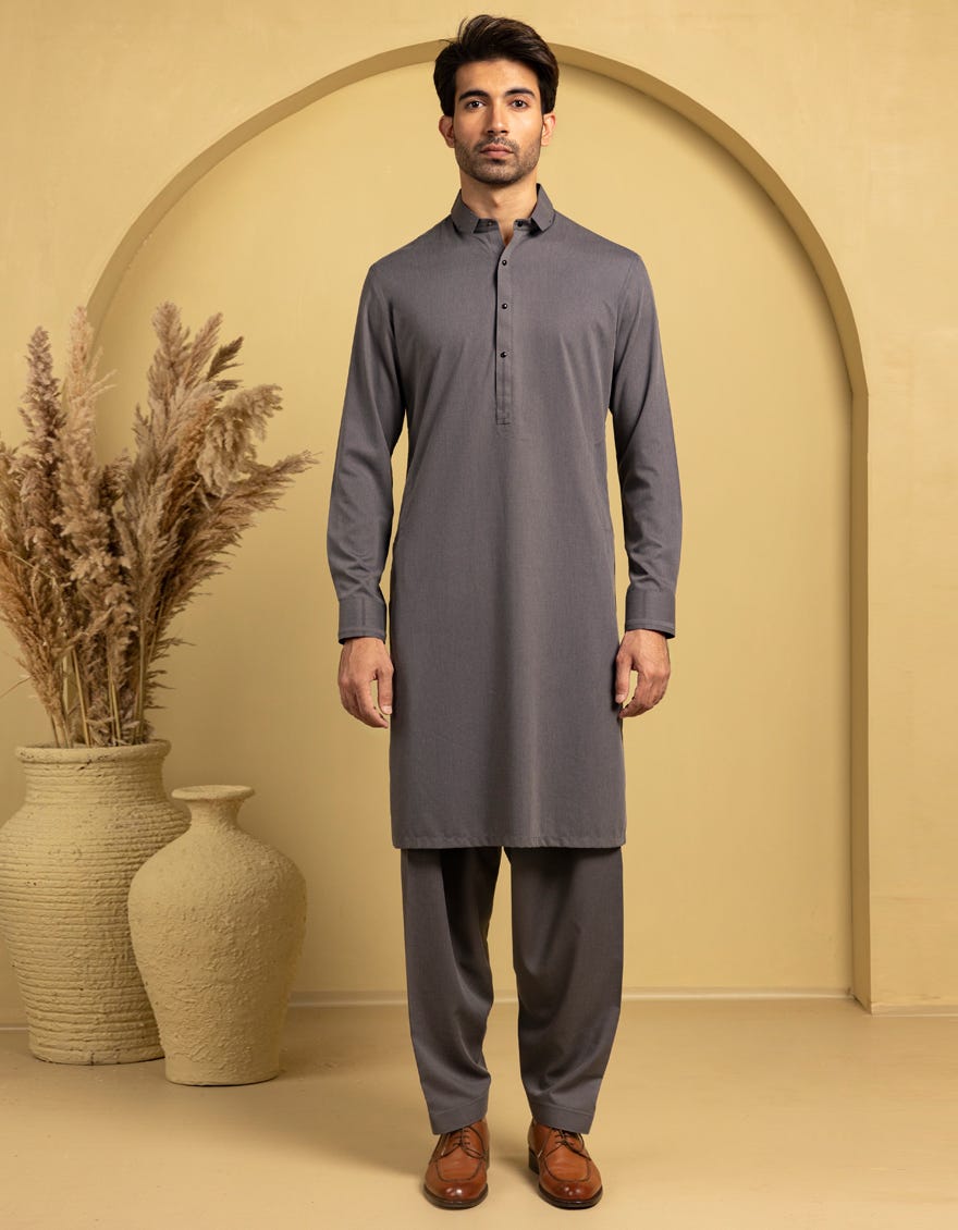 GREY BLENDED CASUAL KAMEEZ SHALWAR