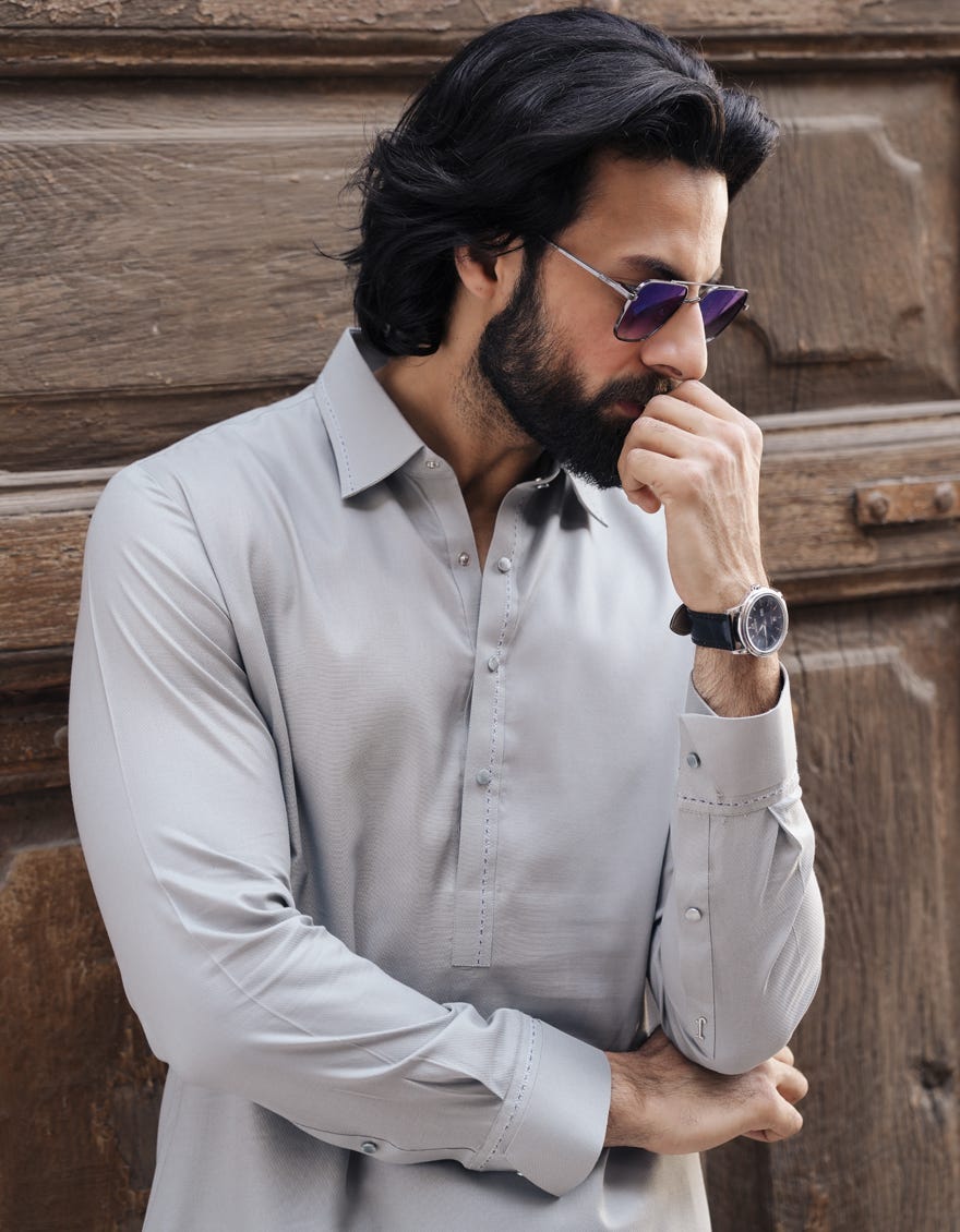 GREY COTTON CASUAL KAMEEZ SHALWAR