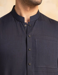 NAVY BLUE BLENDED KURTA TROUSER