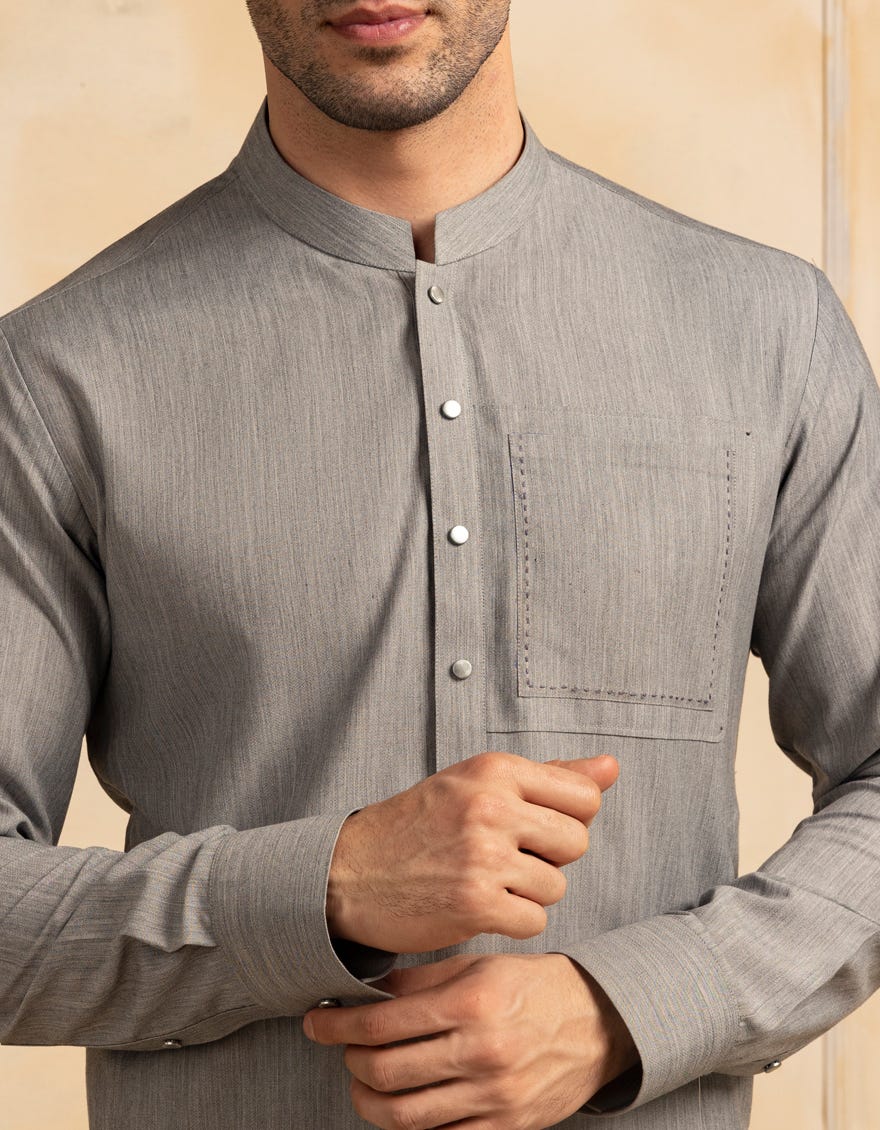GREY BLENDED KURTA TROUSER