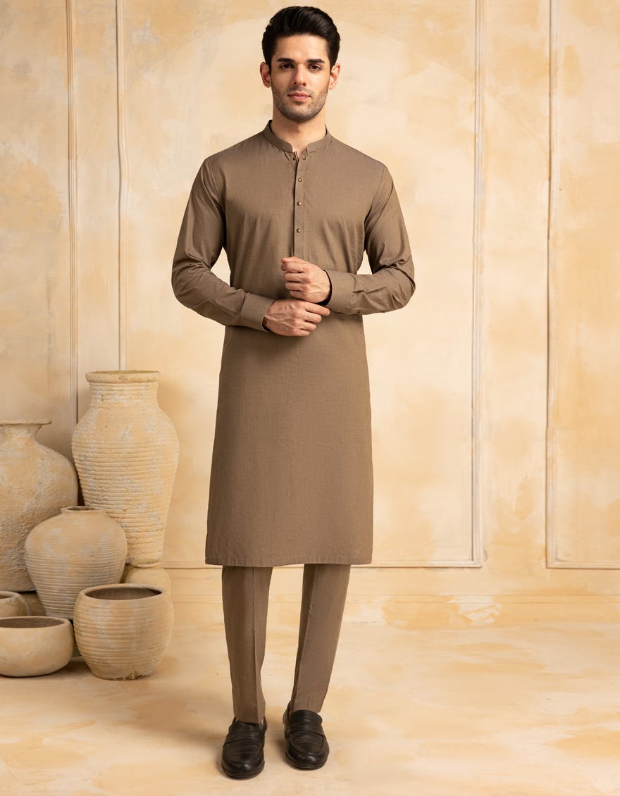 BROWN COTTON KURTA TROUSER