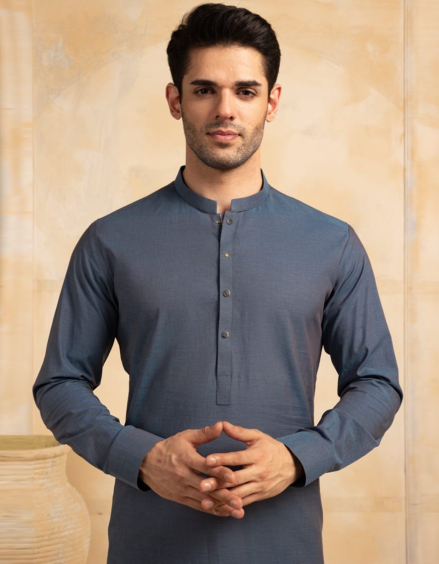 BLUE COTTON KURTA TROUSER