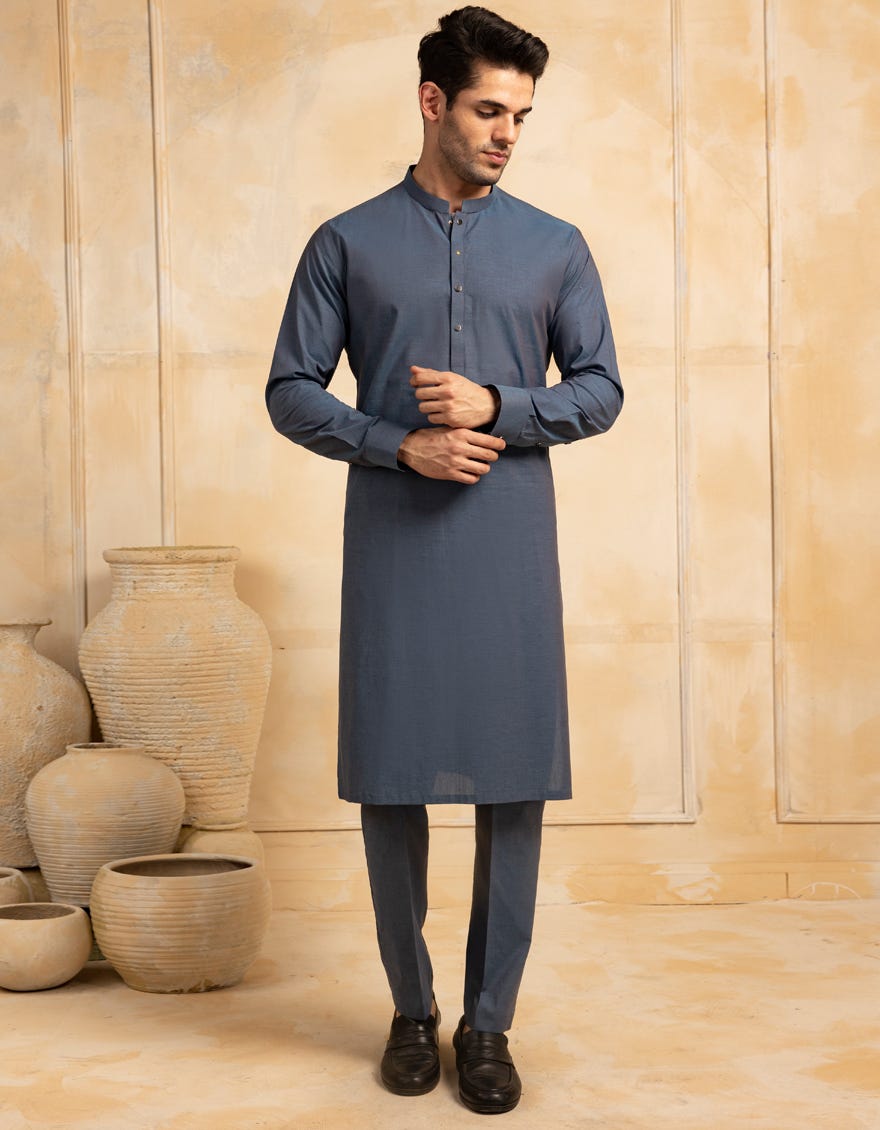 BLUE COTTON KURTA TROUSER