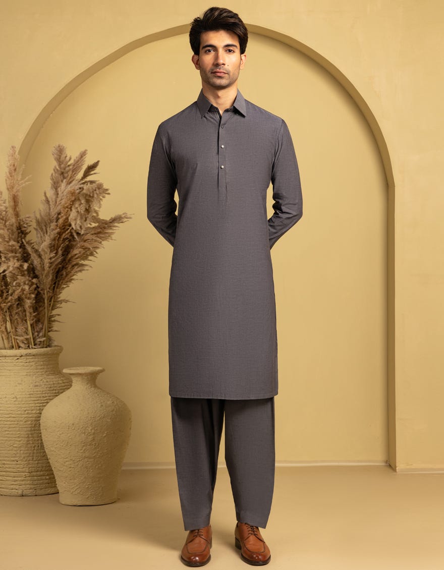 GREY COTTON CASUAL KAMEEZ SHALWAR