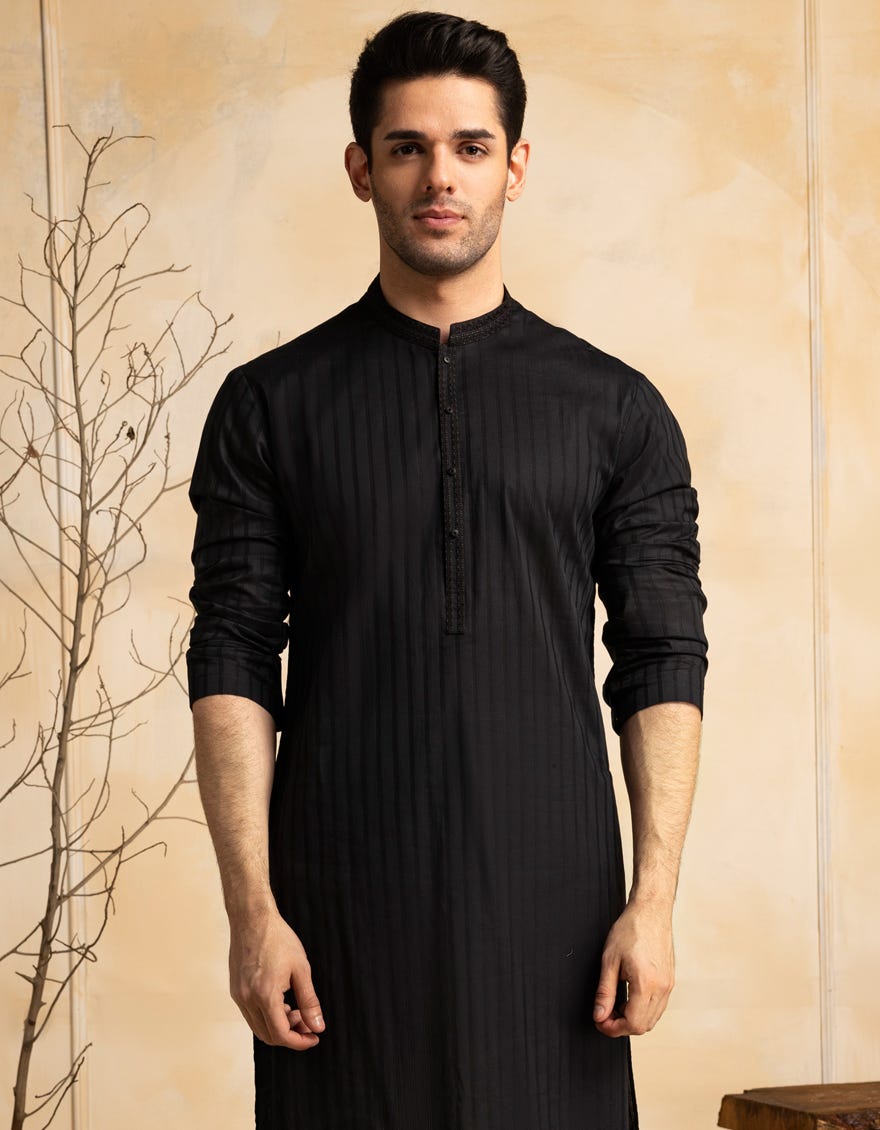 BLACK BLENDED SEMI-FORMAL KURTA
