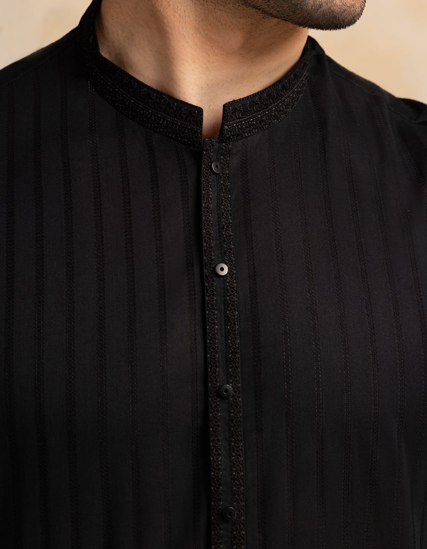 BLACK BLENDED SEMI-FORMAL KURTA