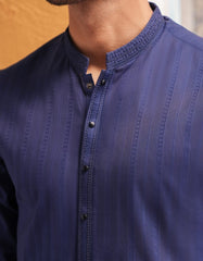 BLUE COTTON SEMI-FORMAL KURTA