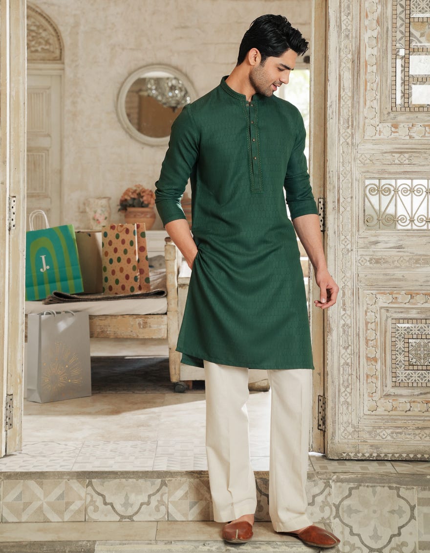 GREEN BLENDED SEMI-FORMAL KURTA