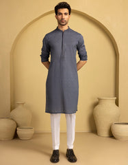 GREY COTTON SEMI-FORMAL KURTA