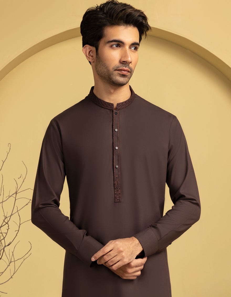BROWN BLENDED KURTA TROUSER