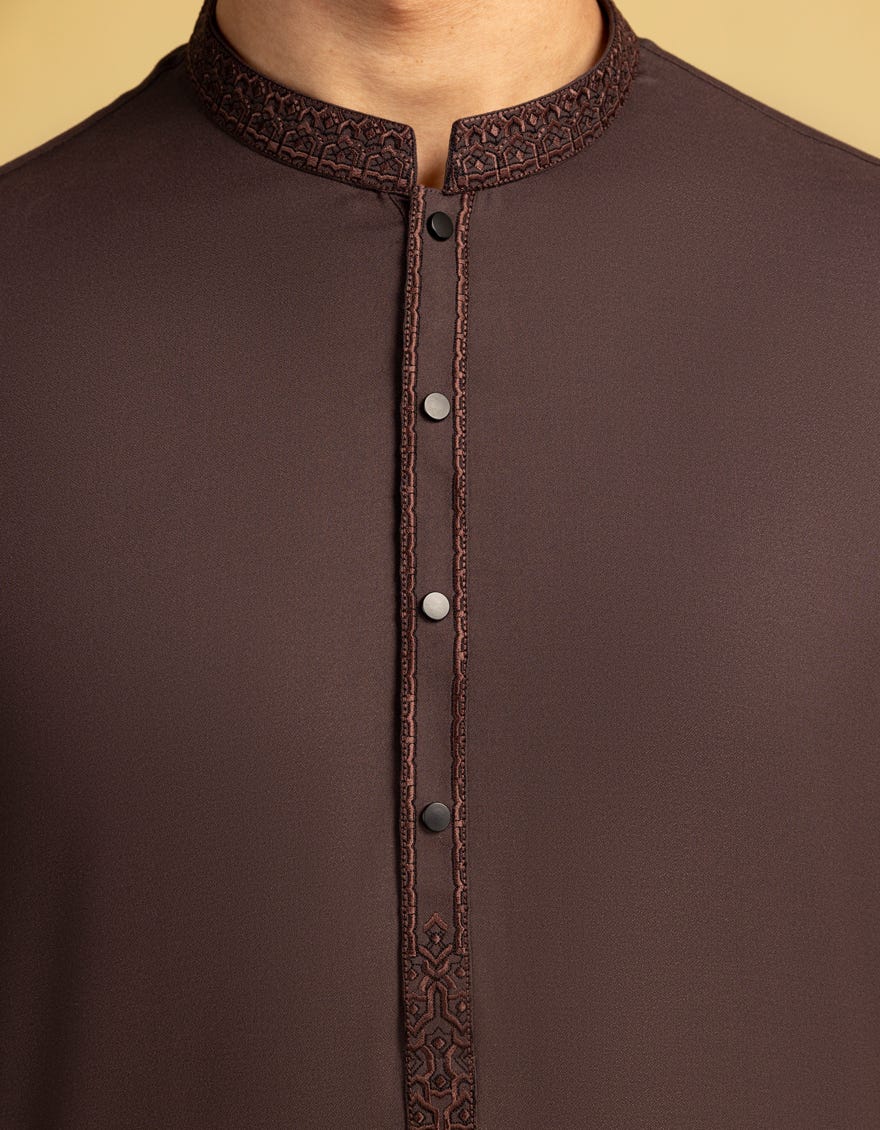 BROWN BLENDED KURTA TROUSER