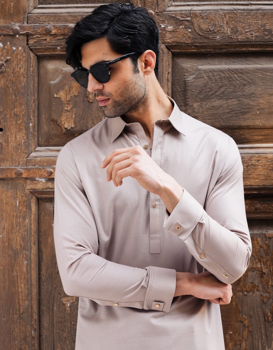 BEIGE COTTON CASUAL KAMEEZ SHALWAR