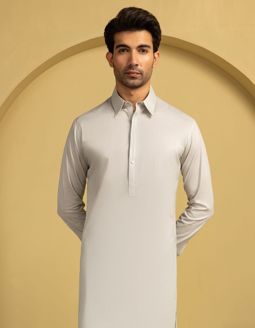 ASH GREY COTTON CASUAL KAMEEZ SHALWAR
