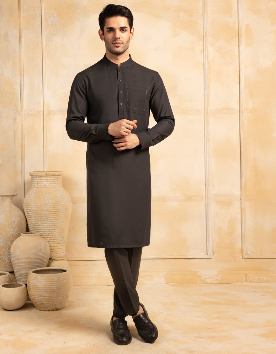 BLACK BLENDED KURTA TROUSER