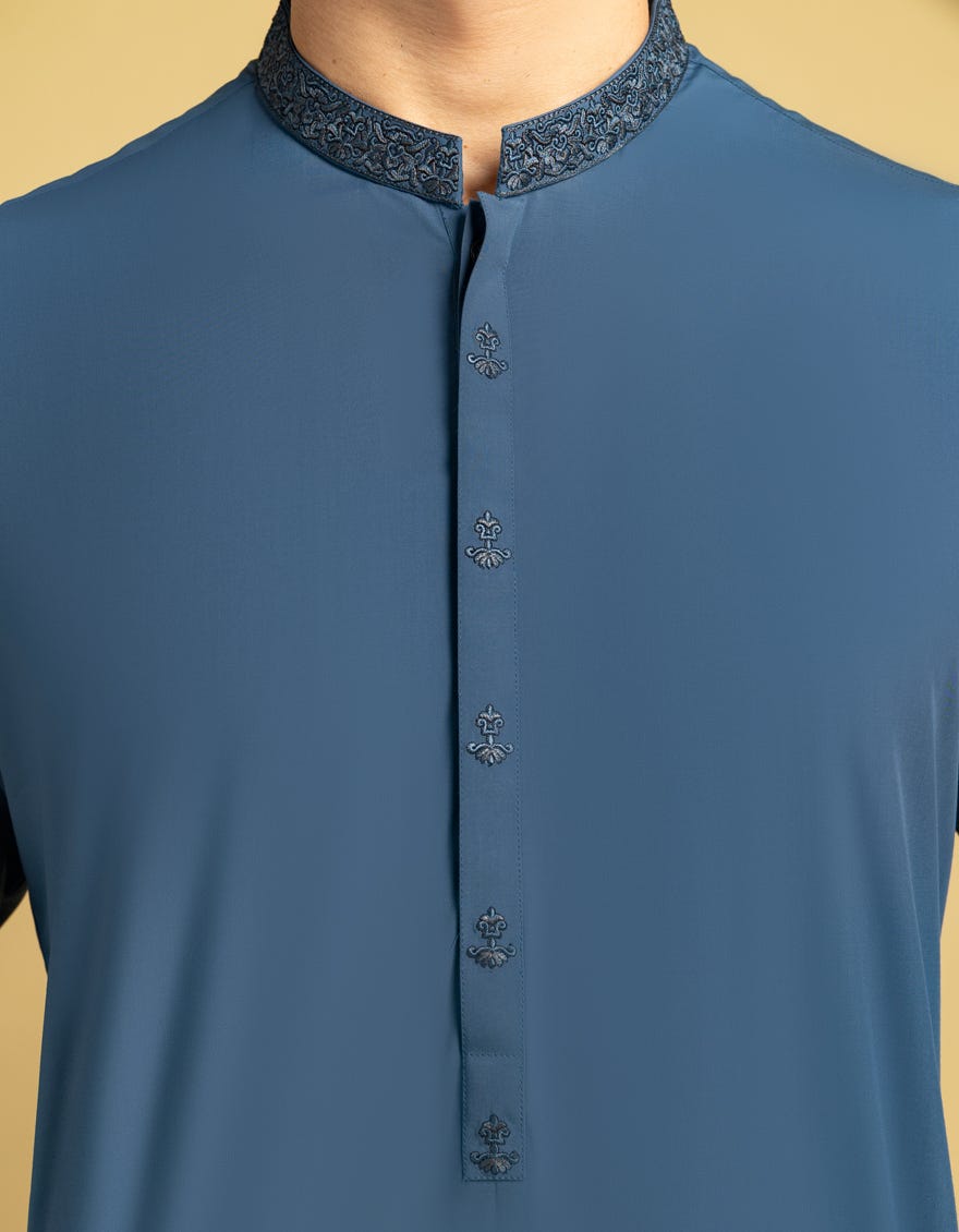 BLUE BLENDED KURTA TROUSER