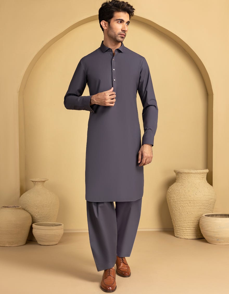 GREY BLENDED CASUAL KAMEEZ SHALWAR