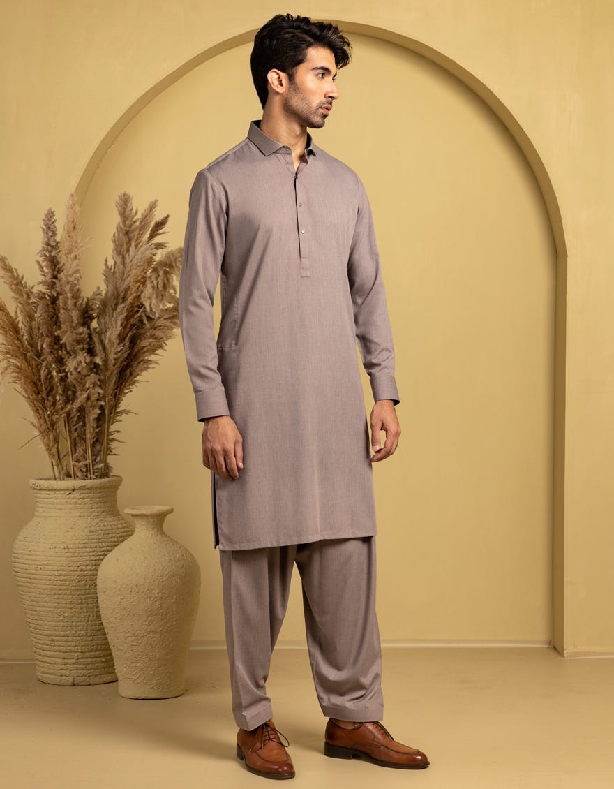 BROWN BLENDED CASUAL KAMEEZ SHALWAR