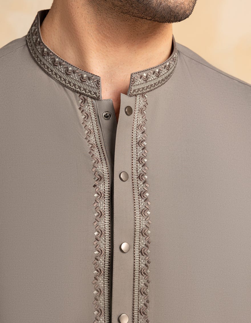 GREY BLENDED KURTA TROUSER
