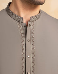 GREY BLENDED KURTA TROUSER
